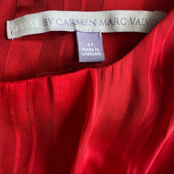 Red holiday dress with red stripes and sash - Picture 5 of 5